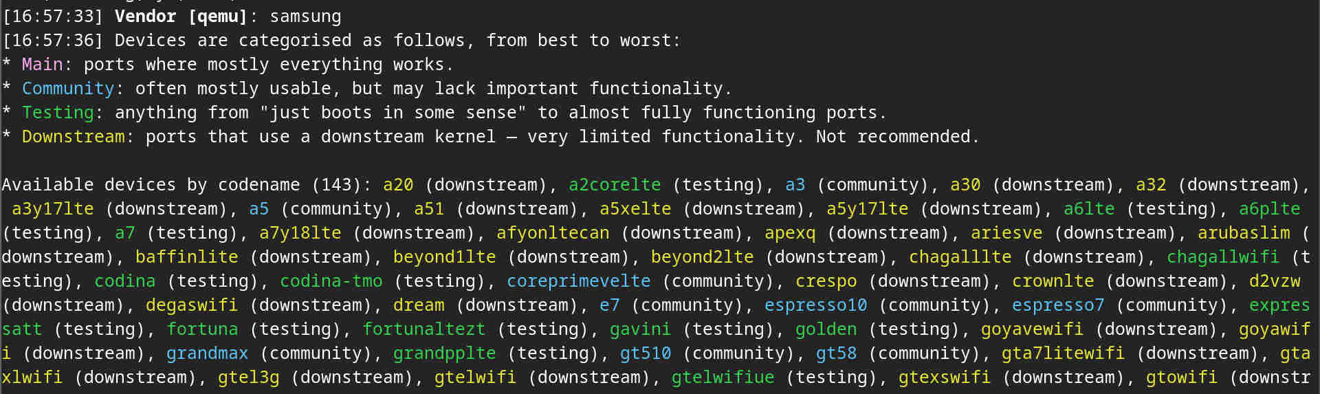 new device selection in pmbootstrap init