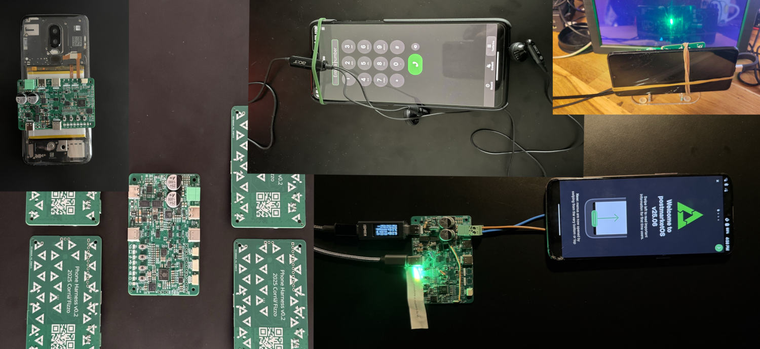 A photo collage of different propotypes of the Hardware CI, including PCBs
and devices-under-test